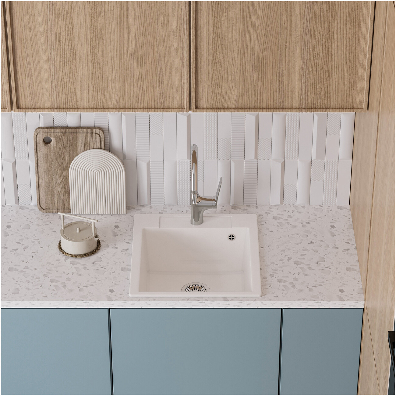 Мойка кухонная белый хлопок Domaci "Савона" PA 460 - изображение 3