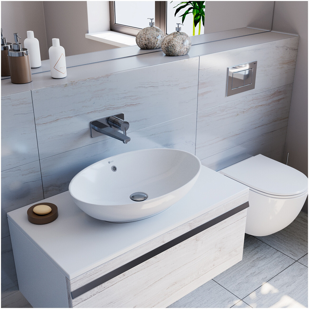 Раковина накладная овальная белая Point "Сатурн 63" PN43901 - изображение 4