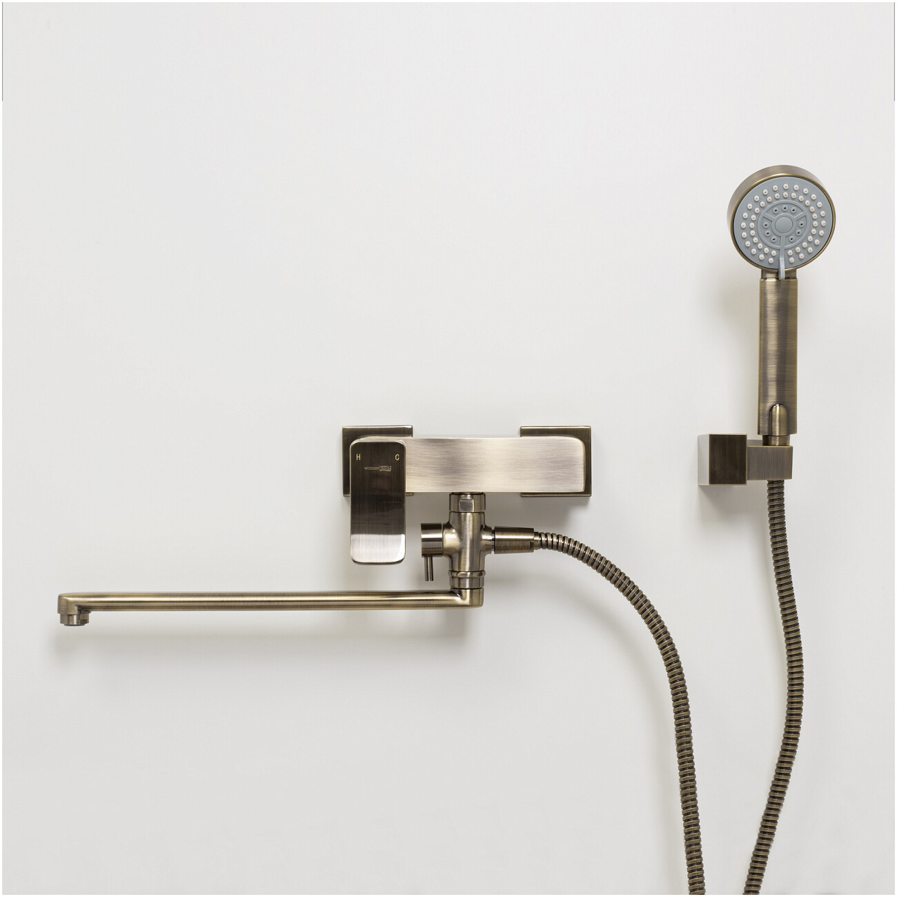 Душевой комплект с лейкой и длинным изливом светлая бронза Wasserkraft Exter 1602L - изображение 4