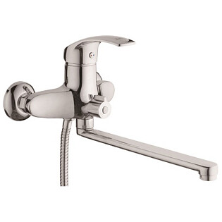 Смеситель для ванны с душевой лейкой и длинным изливом хром D-Lin D146401