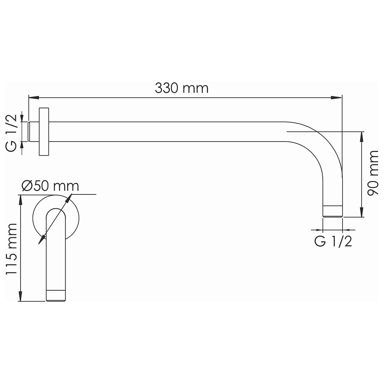 Настенный верхний излив для душа розовое золото Wasserkraft A338 9071255 - изображение 2