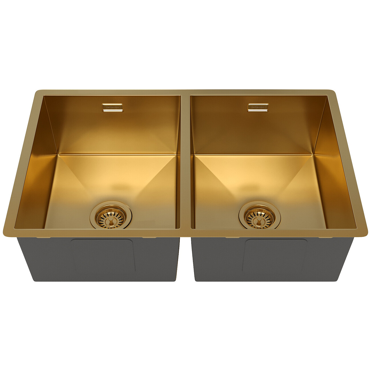 Кухонная мойка двойная из нержавеющей стали 44х70 см золото Reflexion Garda RX2170GD - изображение 3