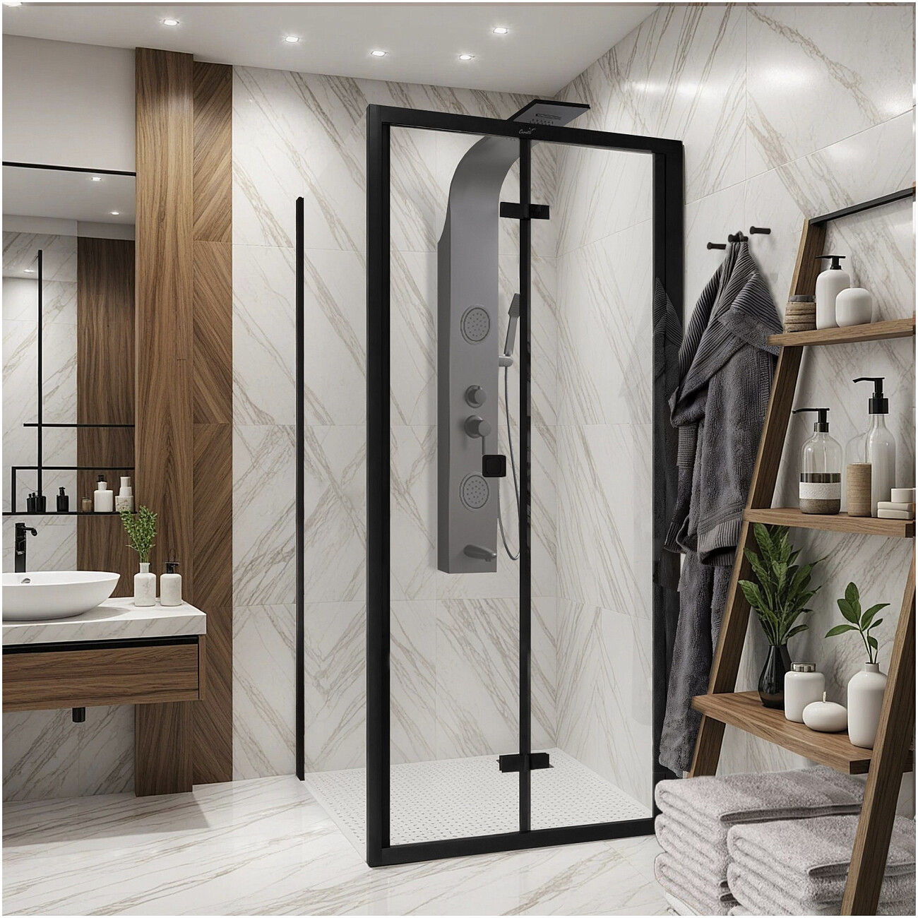 Душевой уголок 90х195 см прозрачный, черный матовый Cerutti SPA Bella ZQD91T - изображение 2