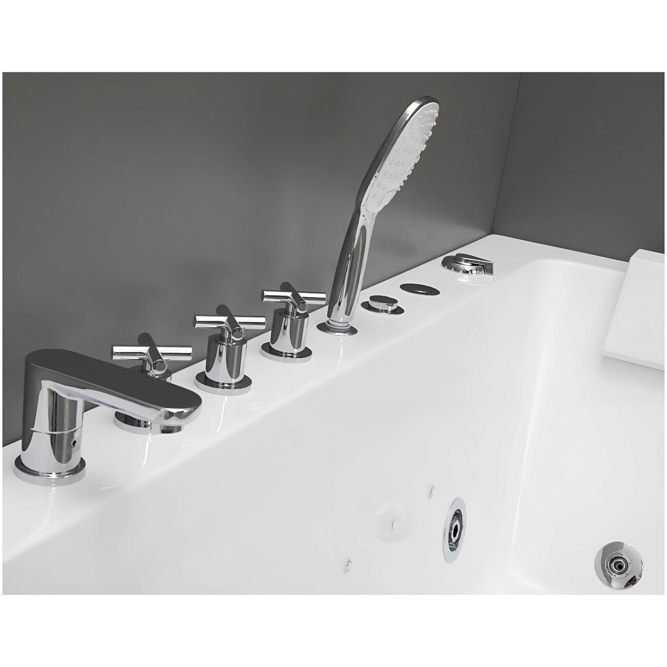 Ванна акриловая 170х80 см гидромассажная угловая правая белая Ceruttispa C-494-17R - изображение 3