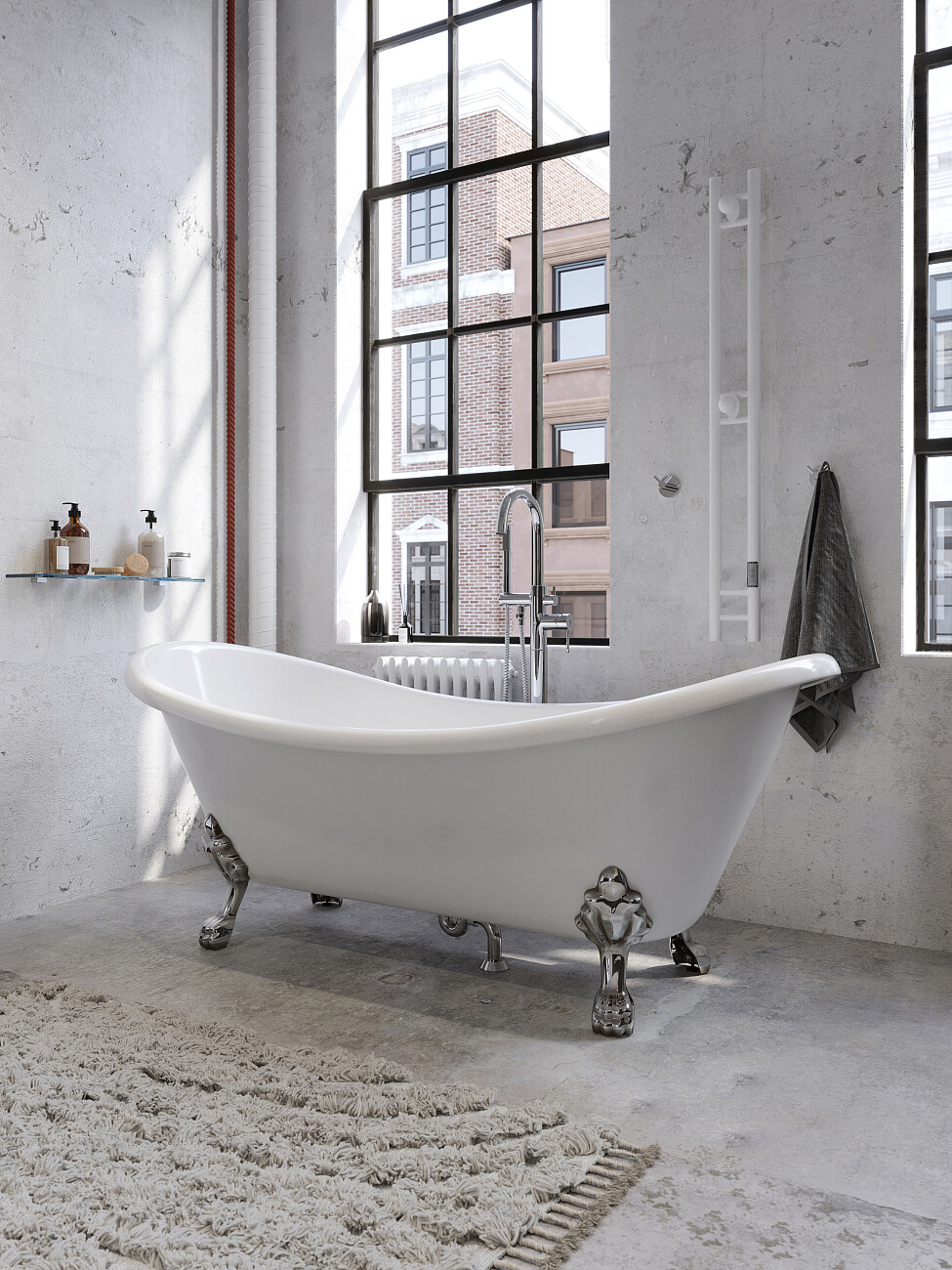 Ванна акриловая овальная на ножках 75х180 см белая, хром Artemis Cloe 1.05.407.010.01.1.28 - изображение 3