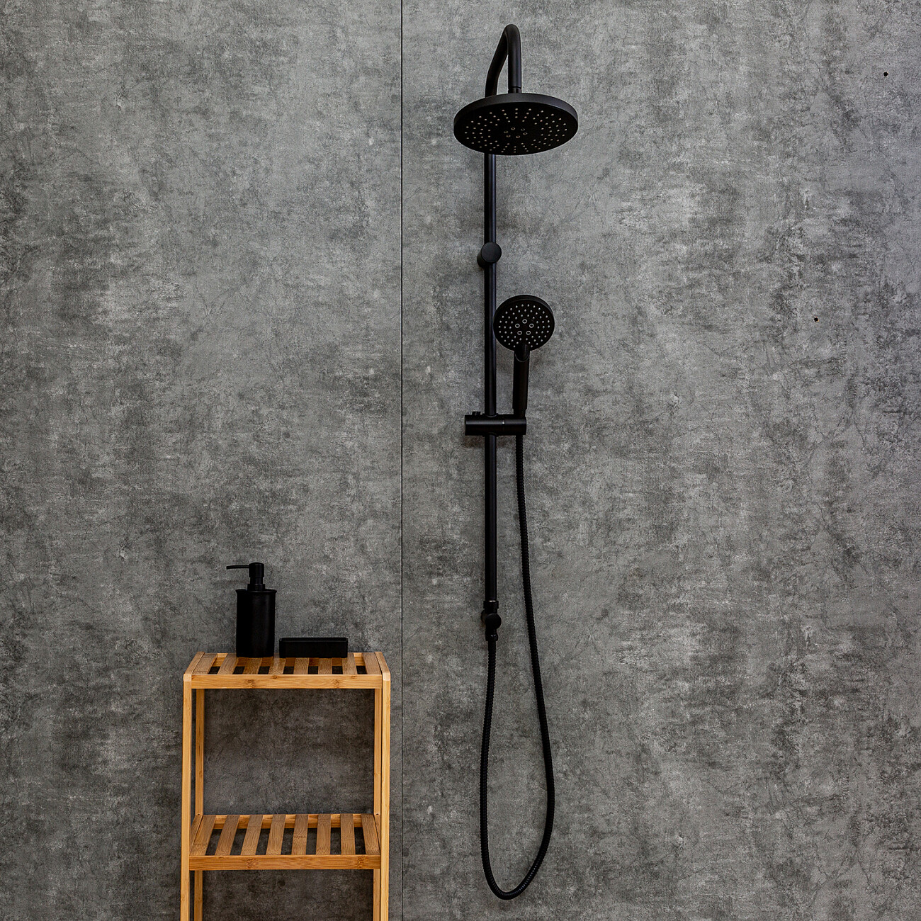 Душевая стойка с верхним душем и держателем черная Stworki "Эстерсунд" ES-09b - изображение 8