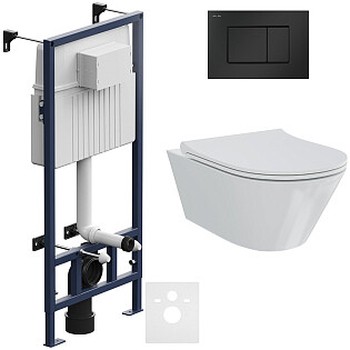 Унитаз подвесной белый Creto Logan L3 1003-001-L3W с инсталляцией Am.Pm ProC I012707.0238