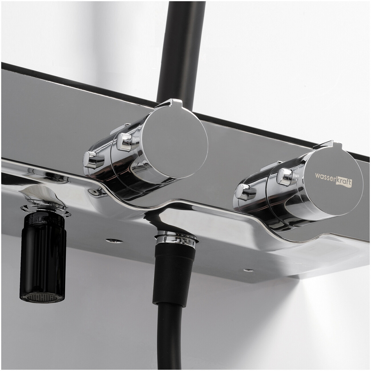Душевой комплект с верхним душем и лейкой черный, хром Wasserkraft A11401 Thermo - изображение 5