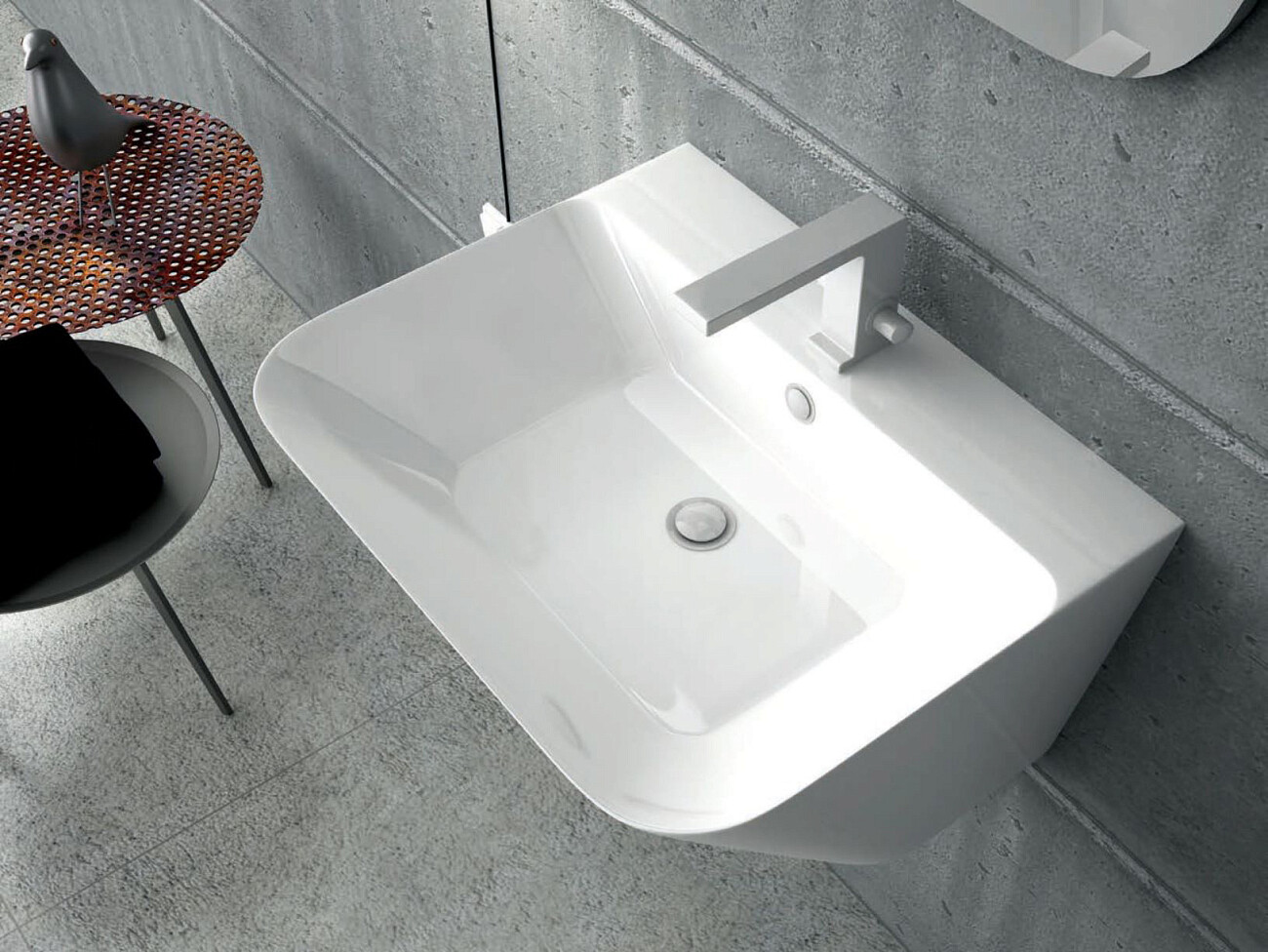 Раковина подвесная керамическая прямоугольная 45х55 см белая Stworki 100604-101 - изображение 8