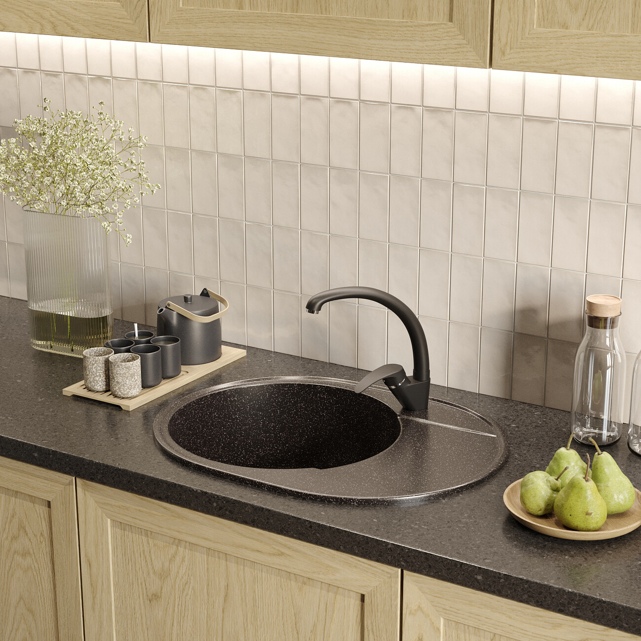 Мойка кухонная черная Domaci "Палермо" PR-610-004 - изображение 8