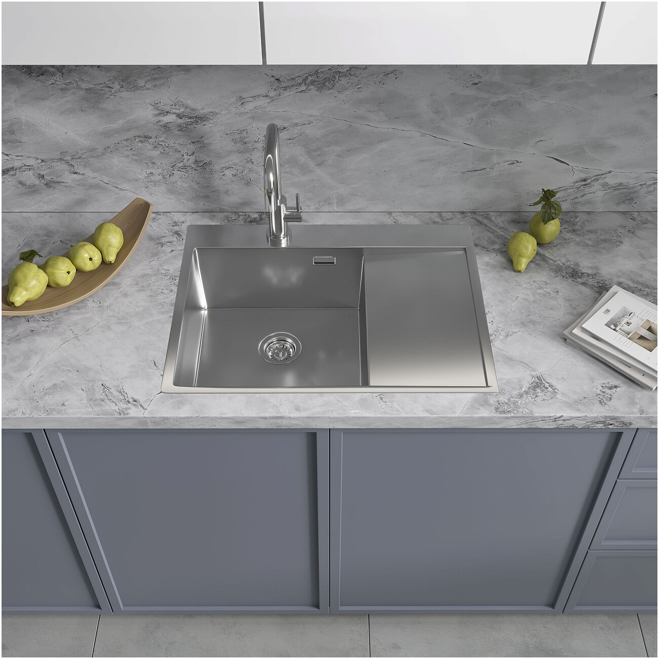 Кухонная мойка из нержавеющей стали 50х65 см полированная сталь Reflexion Maggiore RX2365SS - изображение 10