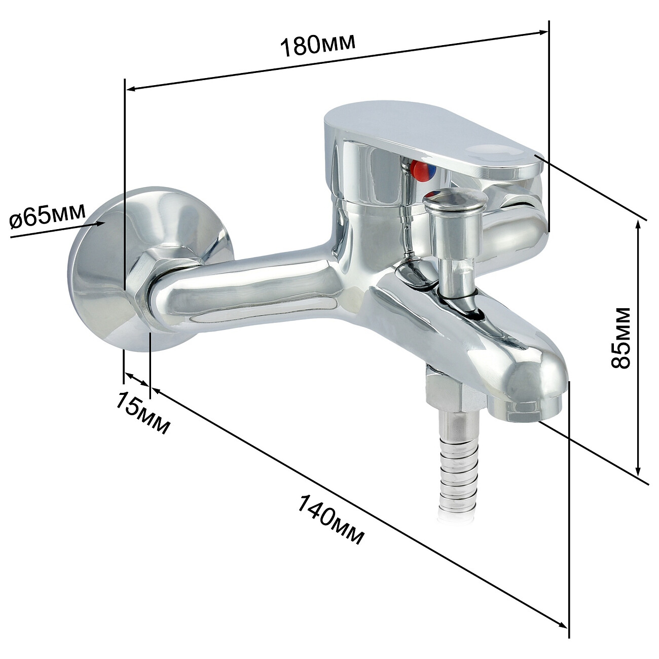 Смеситель для ванны однорычажный с душевым гарнитуром хром Istok life Standard 0402.719 - изображение 8