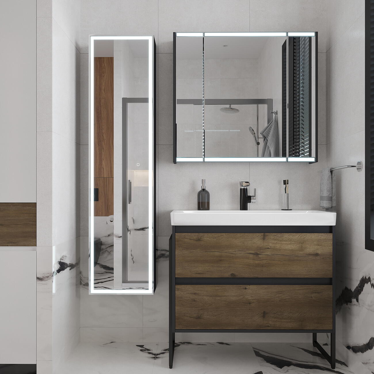 Смеситель для раковины однорычажный черный, хром Diwo "Дмитров" DM-01b - изображение 3