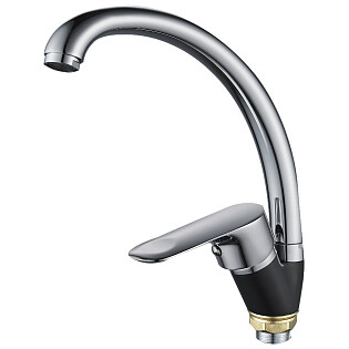 Смеситель для кухни однорычажный хром, черный Ammore A5008-A