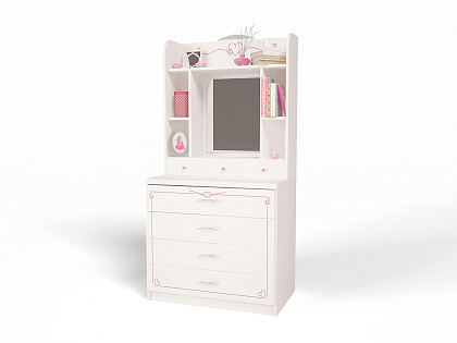 Надстройка на комод белая/розовая АВС Lovely