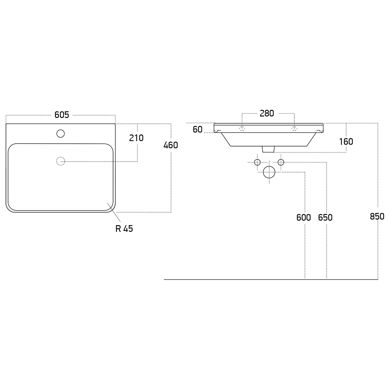 Умывальник мебельный белый Dreja LUXURY 60 11060-KL - изображение 3