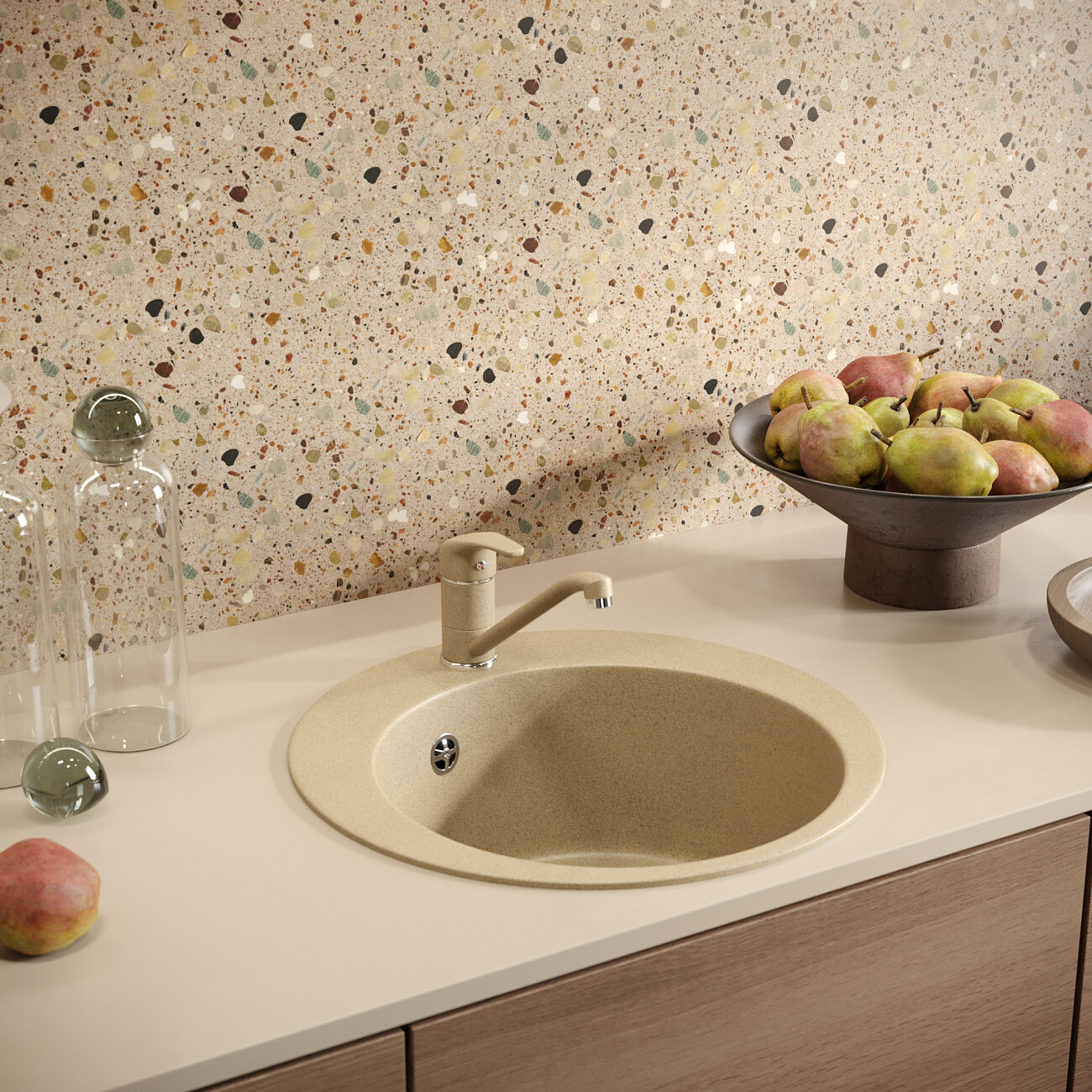 Мойка кухонная 37х37 см сардоникс Domaci "Солерно" DMQ-1475.C - изображение 5