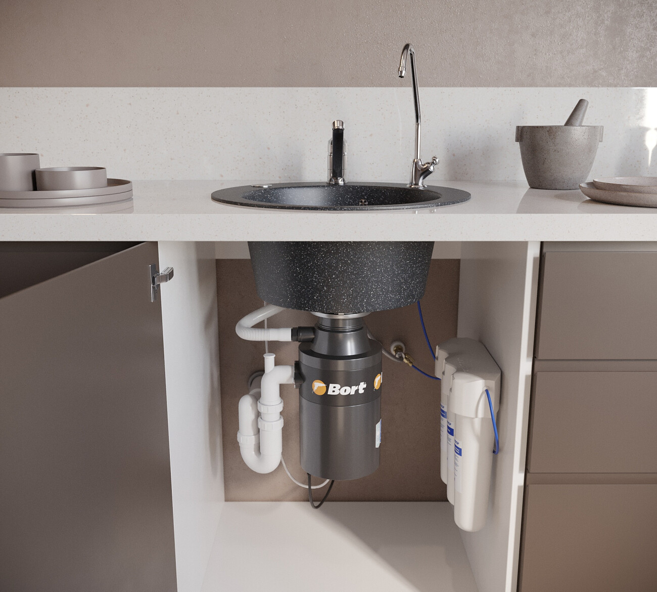 Мойка кухонная черная Domaci "Бьелла" DMC-05-308 - изображение 5