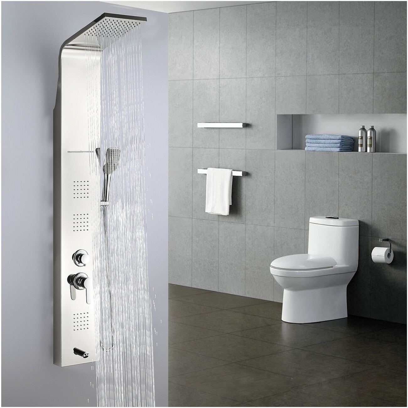 Душевая панель с гидромассажем 150х20 см хром Boch Mann Niagara BM8340 - изображение 8