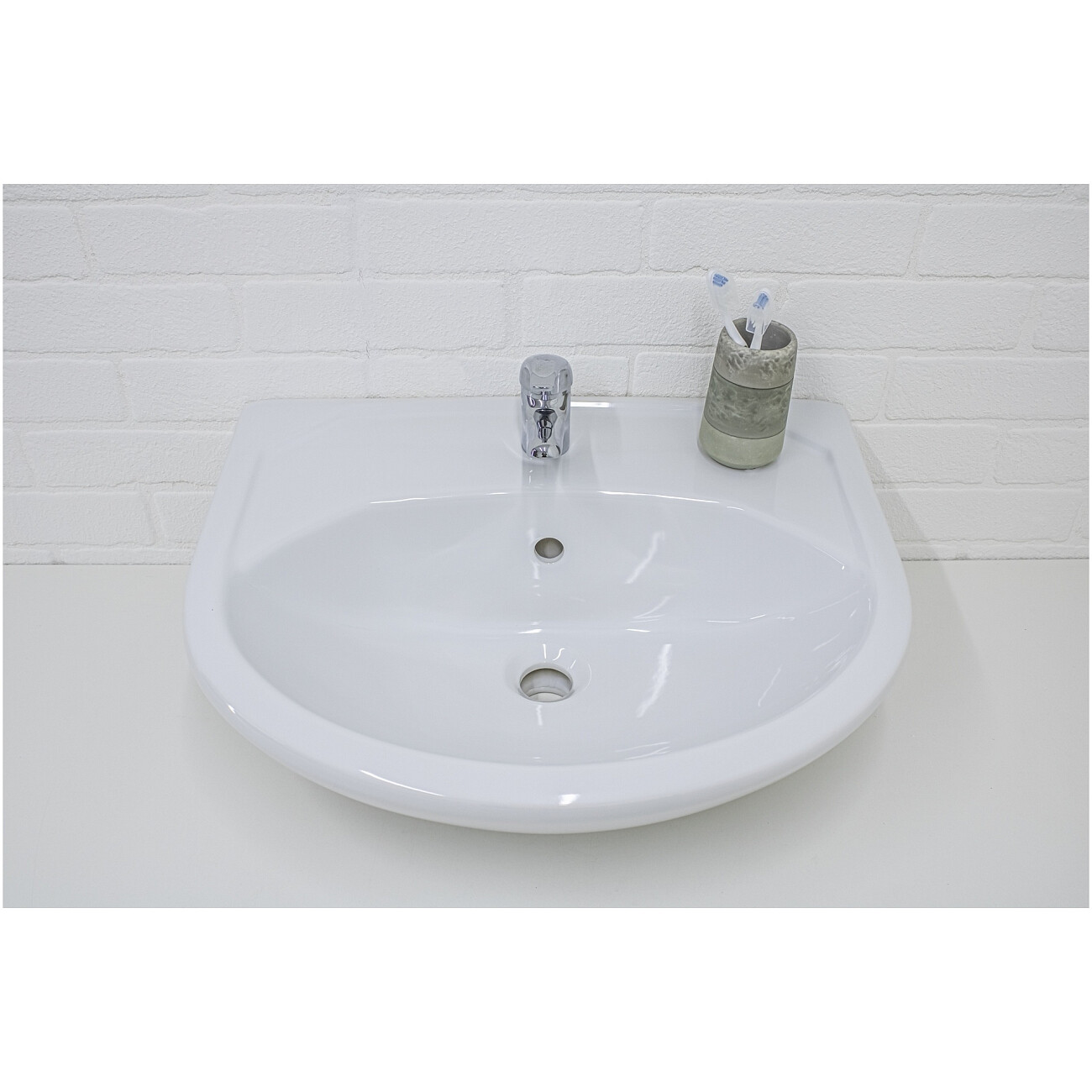 Раковина накладная фарфоровая полукруглая 45х56 см белая Универсал "Исеть-55" д8943 - изображение 5