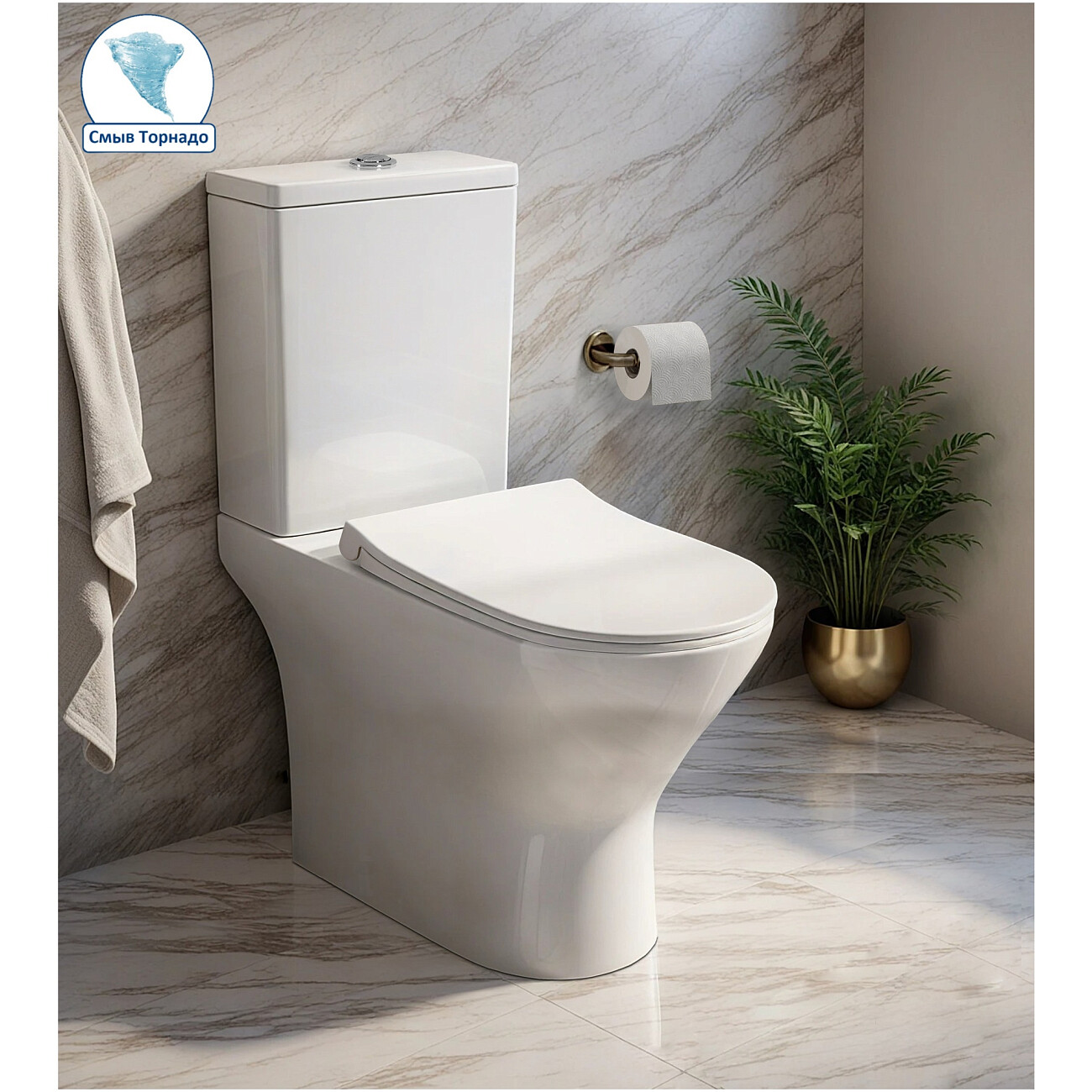Унитаз напольный безободковый белый Ceruttispa Bernina Tornado CT10815 - изображение 2