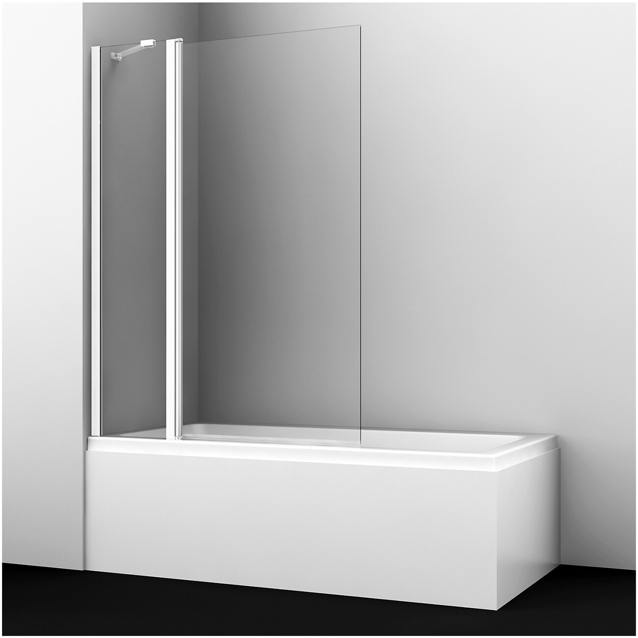 Штора на ванну стеклянная 140х110 см прозрачная, белая Wasserkraft Berkel 48P02-110WHITE Fixed - изображение 2