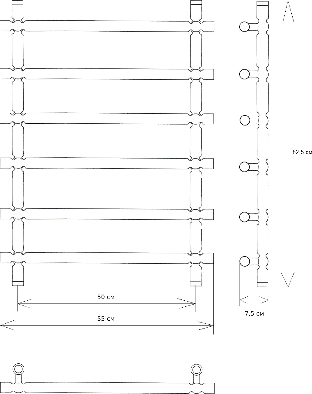 Полотенцесушитель водяной 80x50 см состаренная бронза Ewrika "Медея B3" - изображение 2
