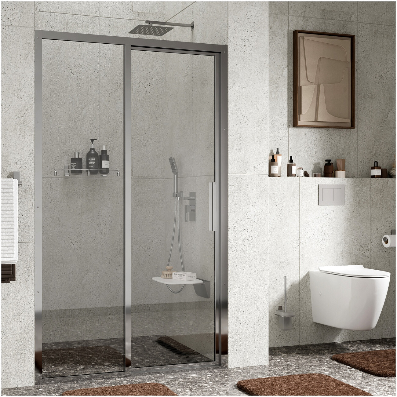 Душевая дверь раздвижная 120х200 см прозрачная, хром Wasserkraft Lopau 32S05L - изображение 2