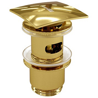 Донный клапан для раковины клик-клак круглый глянцевое золото Wasserkraft A168
