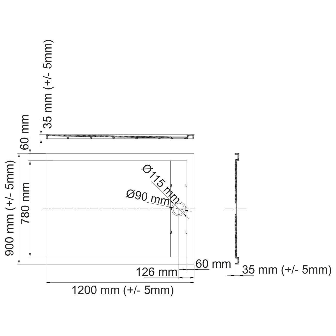Душевой поддон из искусственного камня прямоугольный 90х120 см белый Wasserkraft Mindel 85T07 - изображение 3
