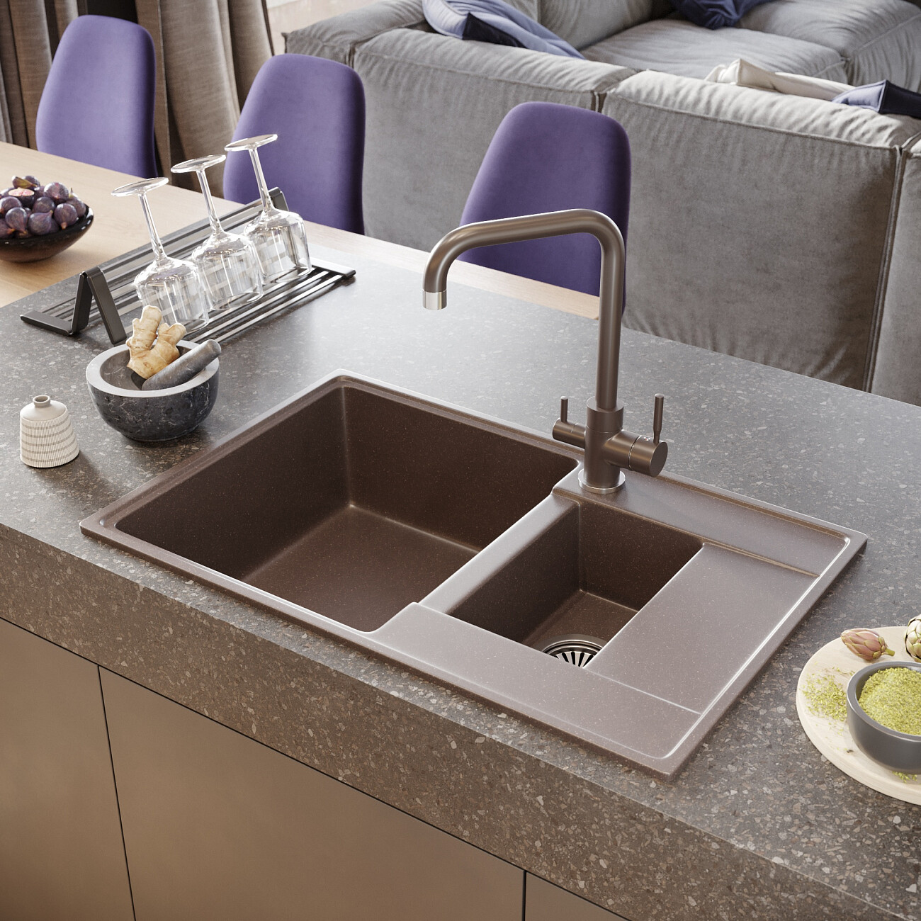 Мойка кухонная трюфель Domaci "Солерно" DP 780 1,5 K-06 - изображение 4