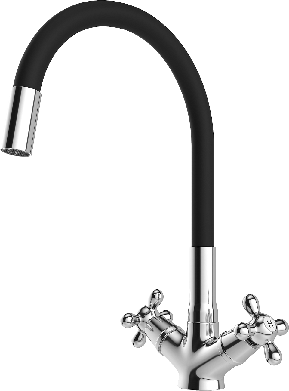Смеситель для кухни с гибким изливом черный, хром Domaci "Равенна" D03-007cr - изображение 10