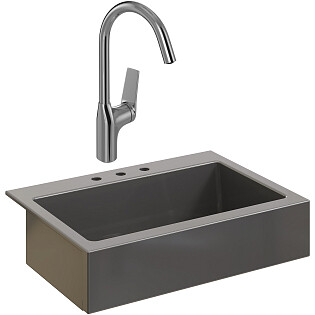 Мойка 3 отверстия антрацит Domaci &quot;Сиена&quot; 50186-112 со смесителем Stworki HDA5708XH2