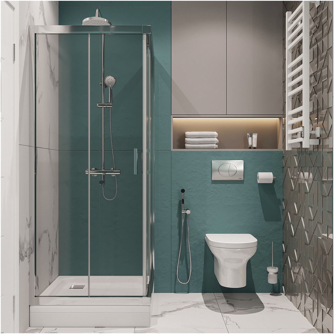 Душевой уголок квадратный 80х80 см хром Diwo "Самара" DS-SA-80х80-CR - изображение 4