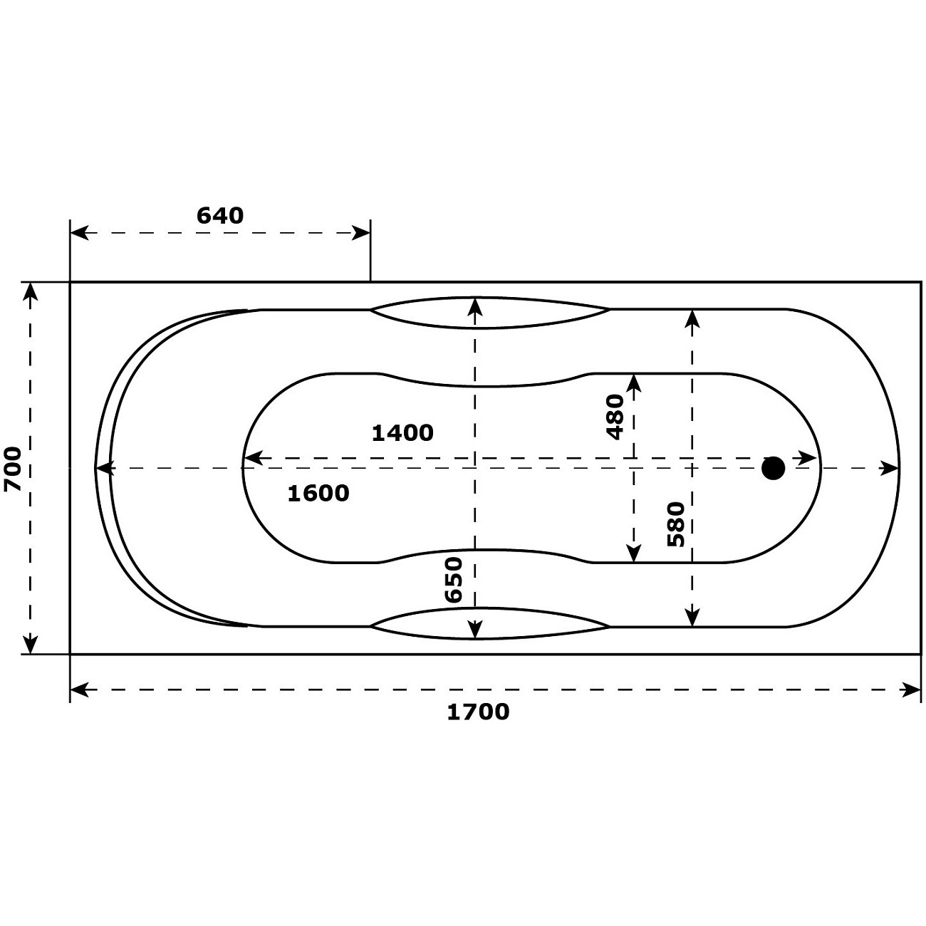 Акриловая ванна с каркасом 170x70 см белая Diwo "Ярославль" 333193, 333201 - изображение 3