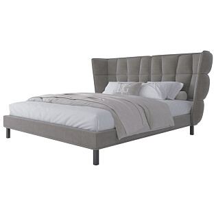 Кровать Husk двуспальная 180х200 бежево-серая (бокс спринг)