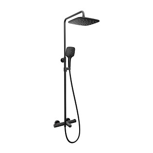 Душевая стойка с верхним душем и термостатом черная Ravak Termo 300 TE 092.20BL X070444