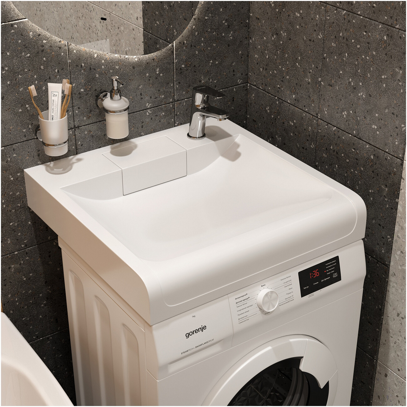 Раковина на стиральную машину 60х60 см белая Diwo "Архангельск" RnDAA-60 - изображение 4