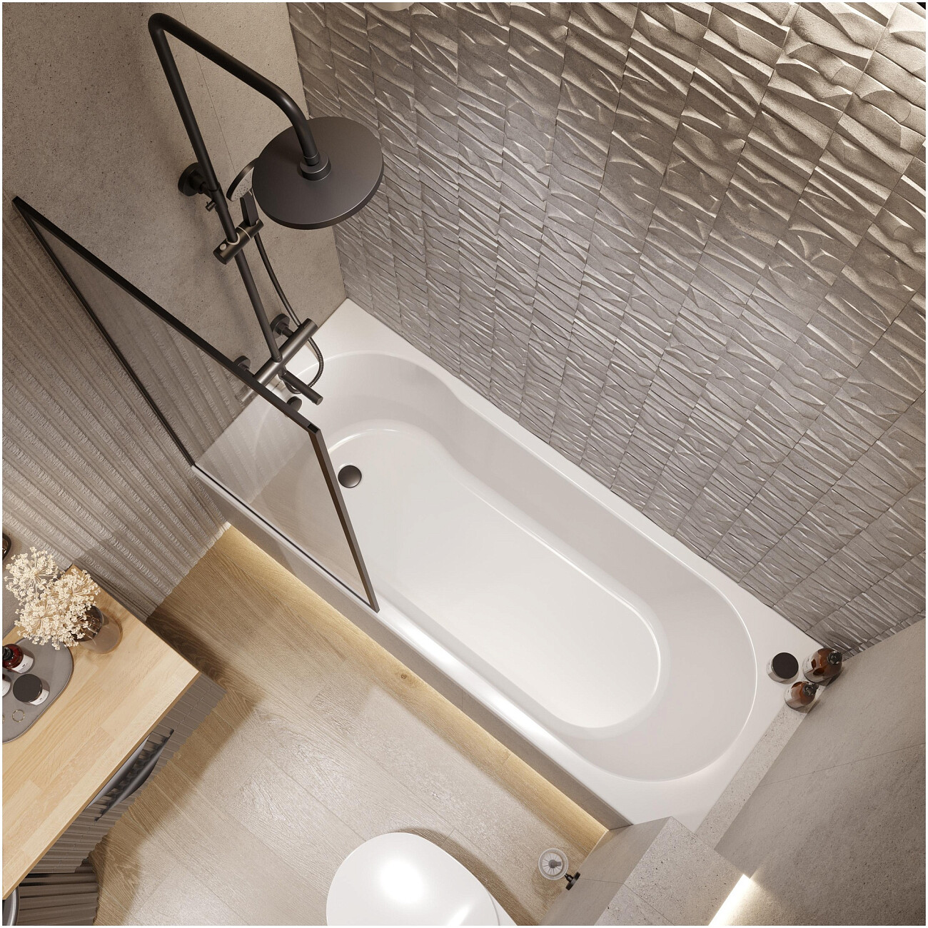 Душевая стойка с верхним душем и термостатом черная матовая Stworki "Рандерс" RD-03b - изображение 8