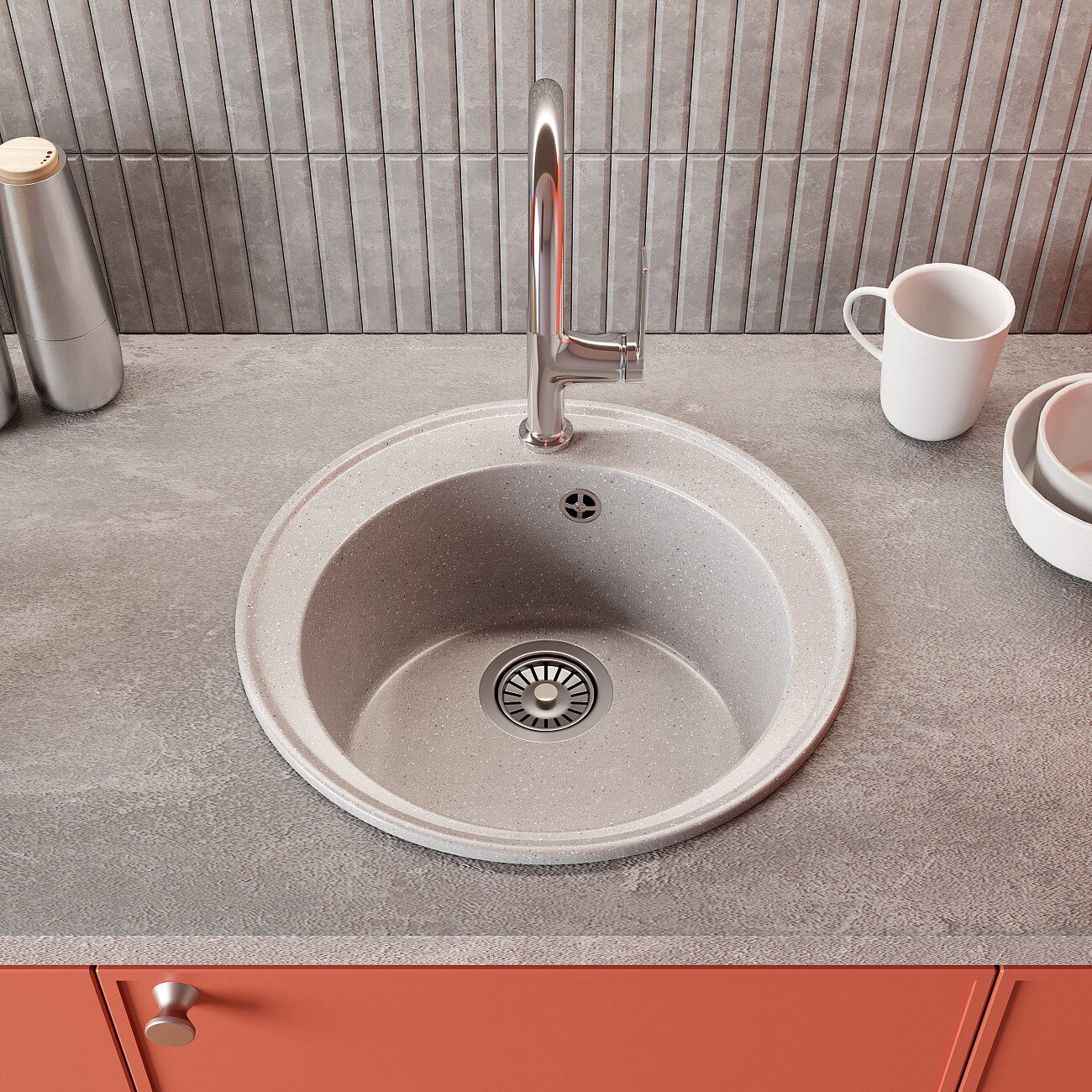 Мойка кухонная серая Domaci "Палермо" PR-475-003 - изображение 10