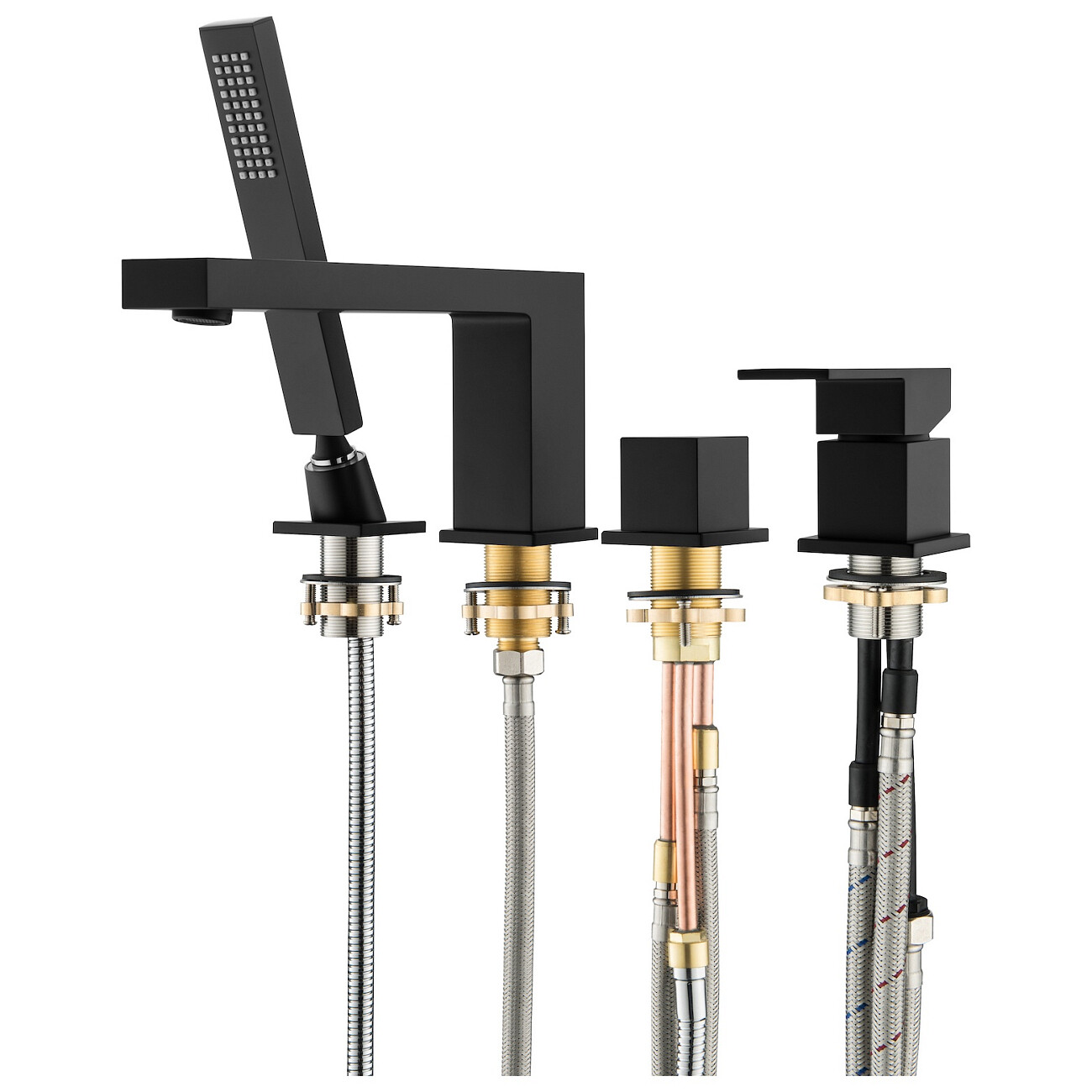 Смеситель для ванны с душем врезной черный Timo Selene 2130-03Y - изображение 4