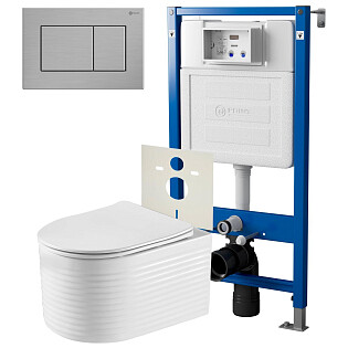 Унитаз подвесной &quot;Омега&quot; PN41902 с инсталляцией &quot;Элемент&quot; PN45120 и кнопкой смыва &quot;Ника&quot; PN44081SB