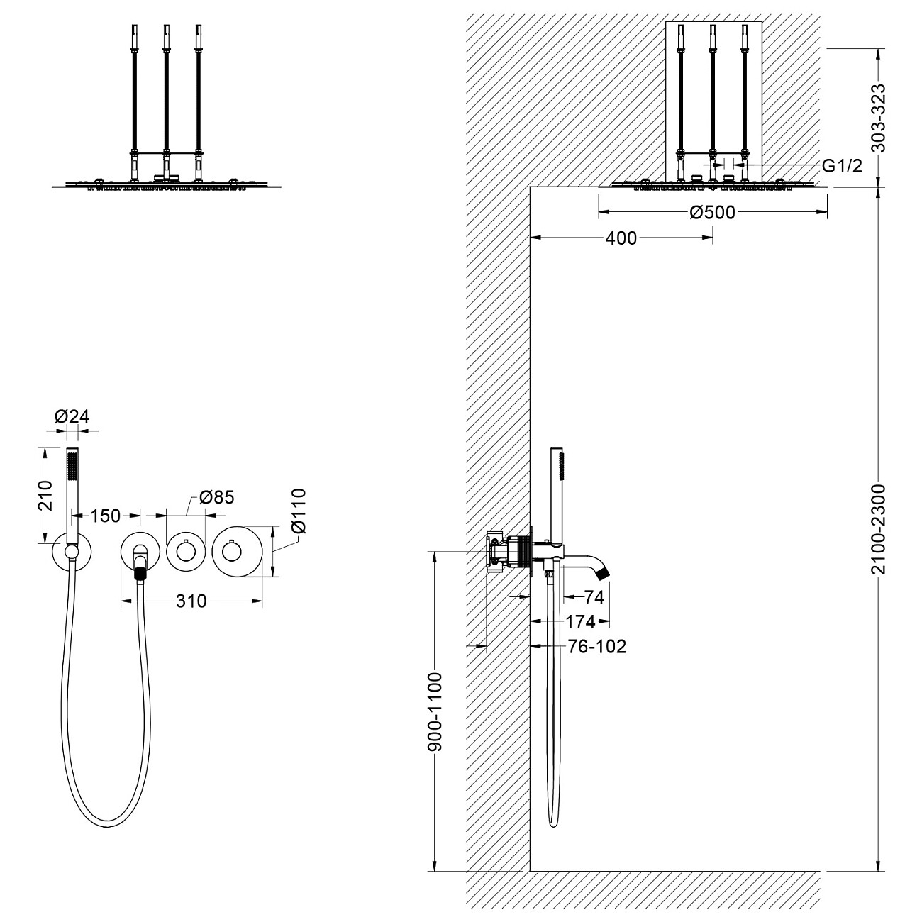 Душевая система с термостатом черная Timo Saona SX-2358-03SM - изображение 2