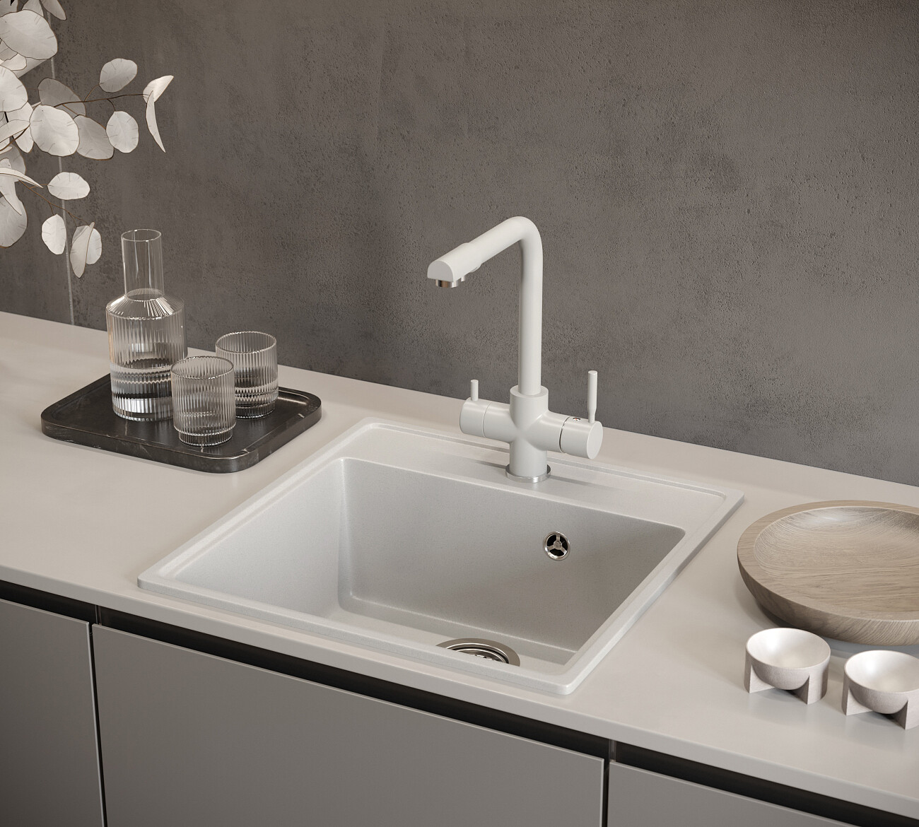 Мойка кухонная платина Domaci "Солерно" DF 505-04 - изображение 3