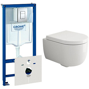 Унитаз подвесной белый Bocchi Parma 1417-001-0129 с инсталляцией Grohe Rapid SL 38775001