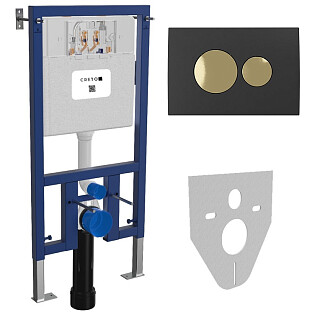 Инсталляция для унитаза Creto Premium 2.0 INST-CR-2.0 с черно-золотой кнопкой Snap 2.0 KL-CR-751-4