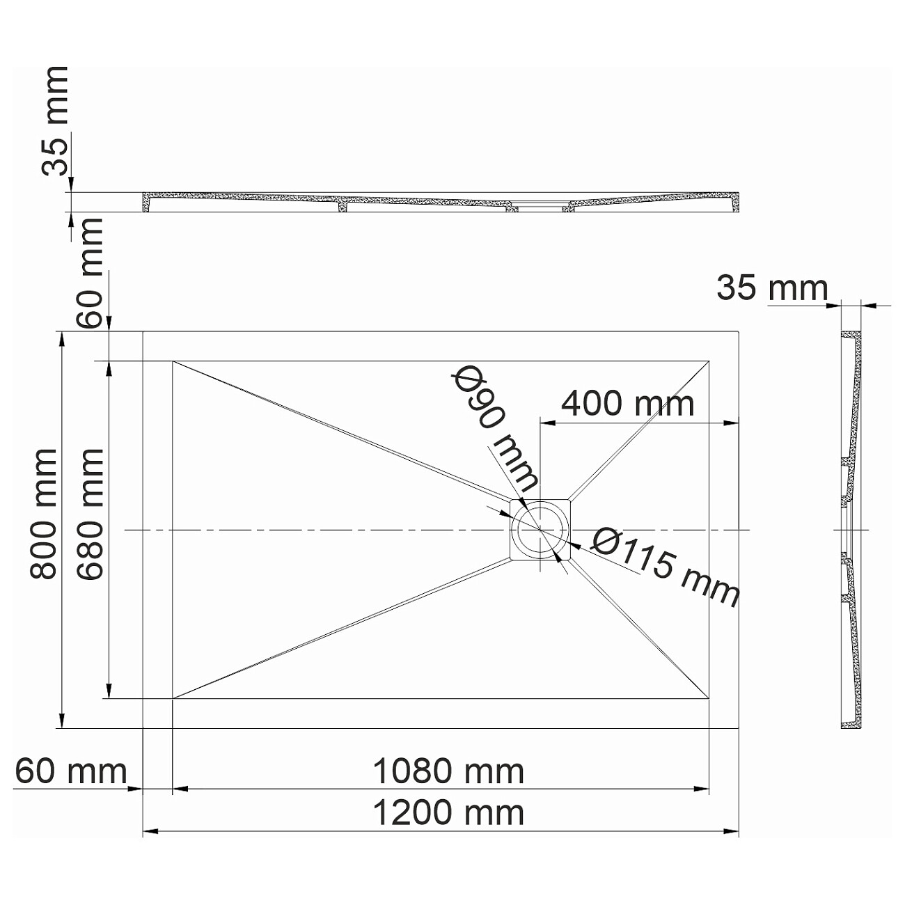 Душевой поддон из искусственного камня 80х120 см слоновая кость Wasserkraft Aller 10T06 - изображение 3