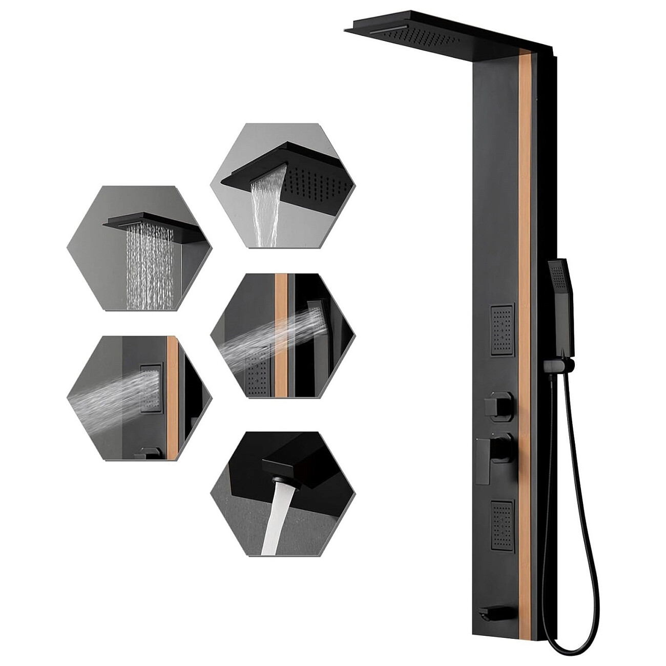 Душевая панель с гидромассажем черная Ceruttispa ROSANNA CT10400 - изображение 12