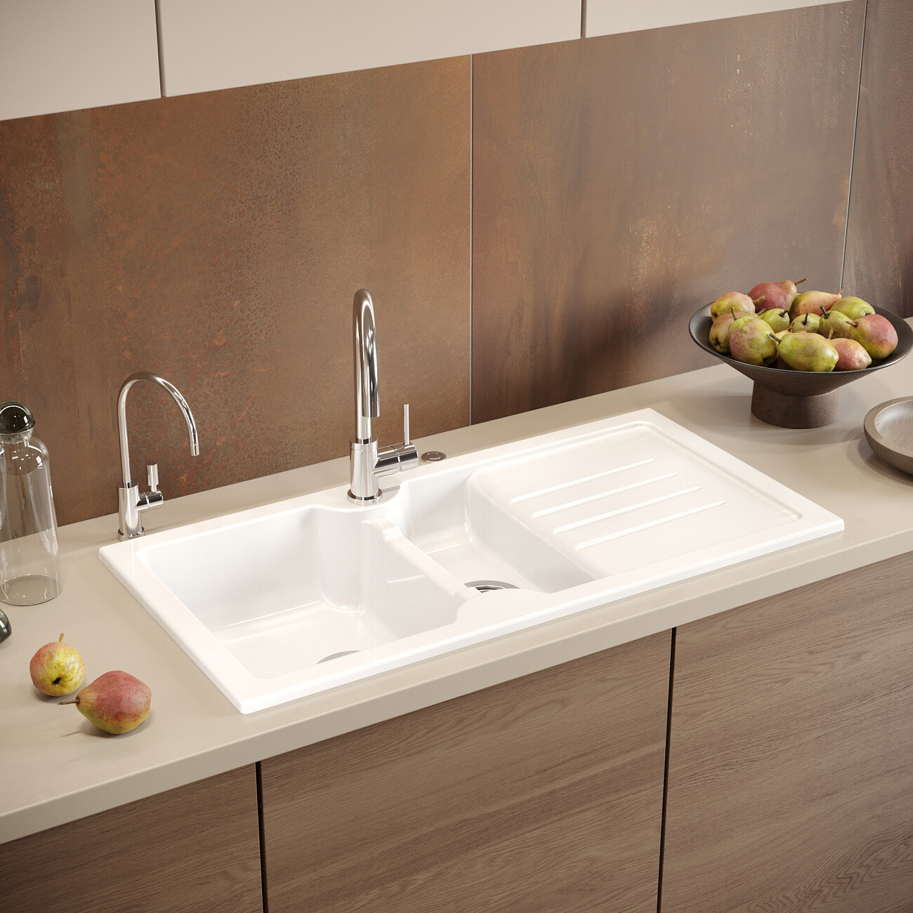 Мойка кухонная белый Domaci глянец "Сиена" 54100-101 - изображение 5