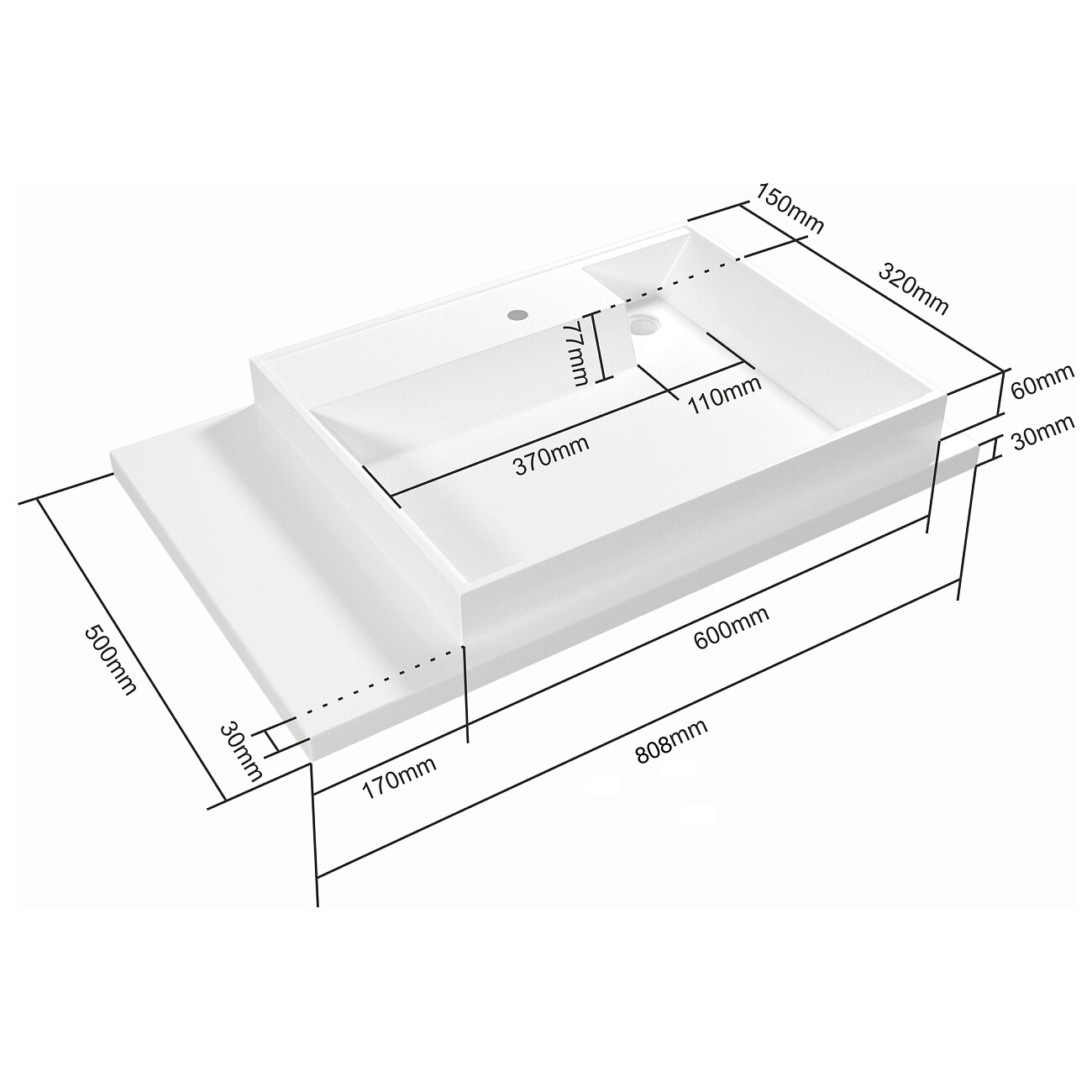 Раковина над стиральной машиной 50х80 см белая "Юпитер" 900120 - изображение 7